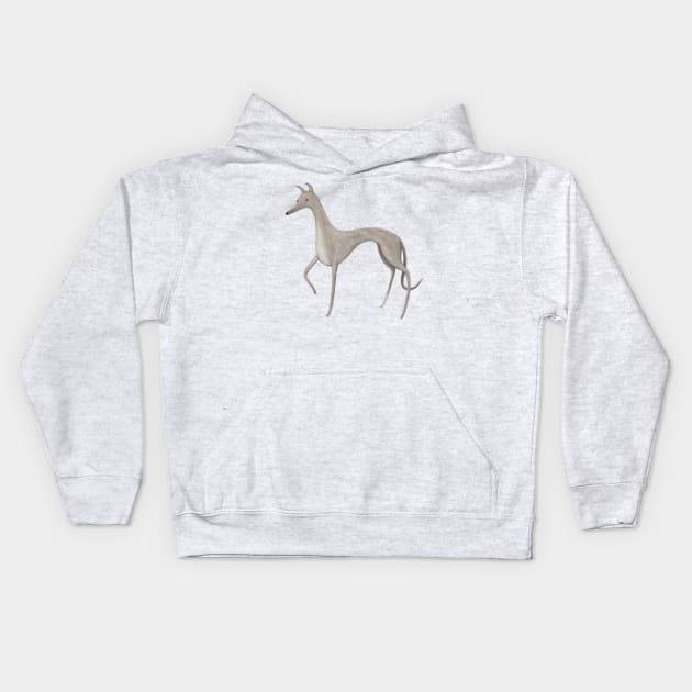 Whippet Portrait Kids Hoodie by Sophie Corrigan